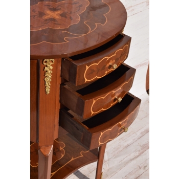 Komoda z Owalnym Blatem - Stolik Okrągły - Barok - 3 Szuflady