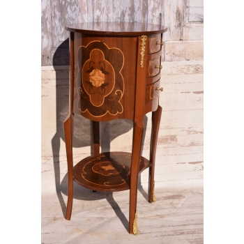 Komoda z Owalnym Blatem - Stolik Okrągły - Barok - 3 Szuflady