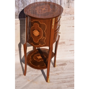 Komoda z Owalnym Blatem - Stolik Okrągły - Barok - 3 Szuflady