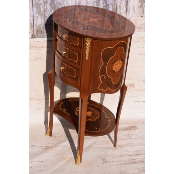 Komoda z Owalnym Blatem - Stolik Okrągły - Barok - 3 Szuflady