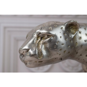 Ogromna Srebrna Pantera - Puma - Figura Rzeźba z Brązu Dekoracja Dom Ogród