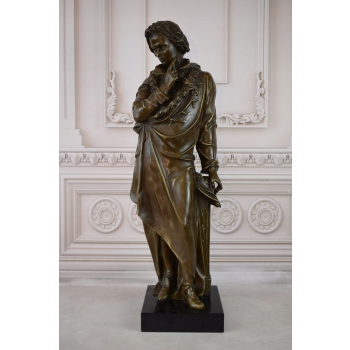 Zamyślony Ludwig Van Beethoven - Kompozytor Pianista - Figura z Brązu