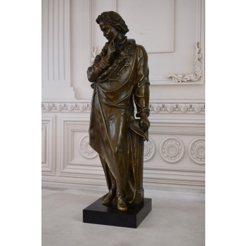 Zamyślony Ludwig Van Beethoven - Kompozytor Pianista - Figura z Brązu
