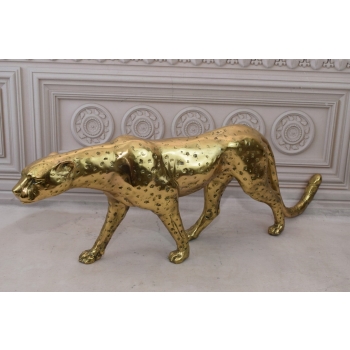 Ogromna Złota Pantera - Puma - Figura Rzeźba z Brązu Dekoracja Dom Ogród