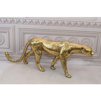 Ogromna Złota Pantera - Puma - Figura Rzeźba z Brązu Dekoracja Dom Ogród
