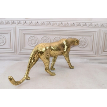 Ogromna Złota Pantera - Puma - Figura Rzeźba z Brązu Dekoracja Dom Ogród