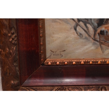 J. Fałat - Zimowy Pejzaż - Wyprawa na Polowanie - Stary Polski Obraz