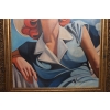 TAMARA De Łempicka - Portret Kobiety w Kapeluszu - Stary Obraz Olejny