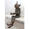 Siedzący Śmieszny Skrzat - Gnom Troll - Figura Rzeźba z Brązu Ogród Ozdoba