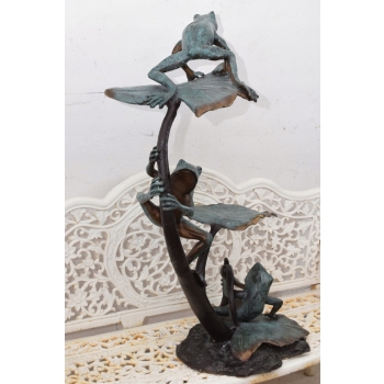 Figura Ogrodowa - Żaby na Liściach - Żaby - Figura z Brązu - Ozdoba Dom