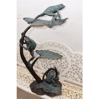 Figura Ogrodowa - Żaby na Liściach - Żaby - Figura z Brązu - Ozdoba Dom