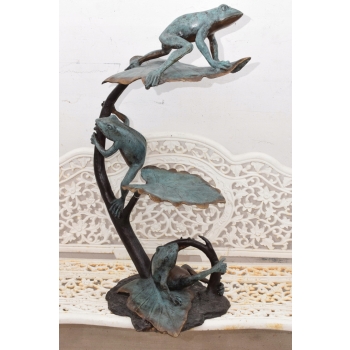 Figura Ogrodowa - Żaby na Liściach - Żaby - Figura z Brązu - Ozdoba Dom