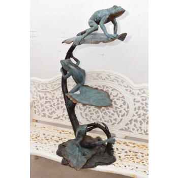 Figura Ogrodowa - Żaby na Liściach - Żaby - Figura z Brązu - Ozdoba Dom