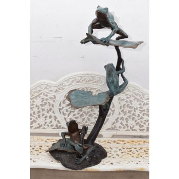 Figura Ogrodowa - Żaby na Liściach - Żaby - Figura z Brązu - Ozdoba Dom