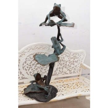 Figura Ogrodowa - Żaby na Liściach - Żaby - Figura z Brązu - Ozdoba Dom