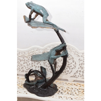 Figura Ogrodowa - Żaby na Liściach - Żaby - Figura z Brązu - Ozdoba Dom