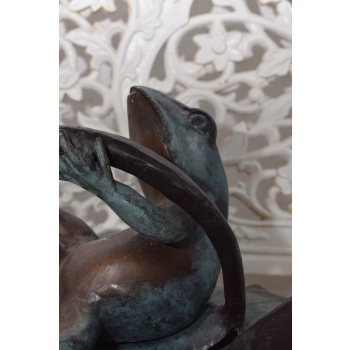 Figura Ogrodowa - Żaby na Liściach - Żaby - Figura z Brązu - Ozdoba Dom