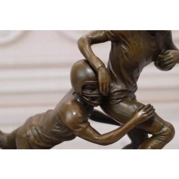 Dwóch Graczy Rugby - Piłkarze - Figura z Brązu - Prezent Sport