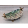 Porcelanowa Mini Patera - Mydelniczka - Porcelana + Brąz - Ważki