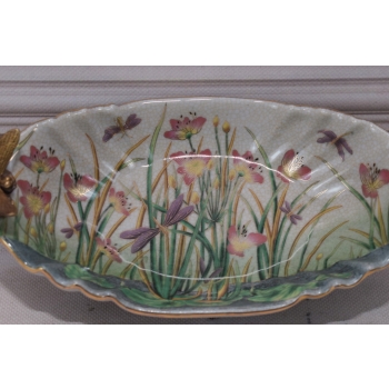 Porcelanowa Mini Patera - Mydelniczka - Porcelana + Brąz - Ważki