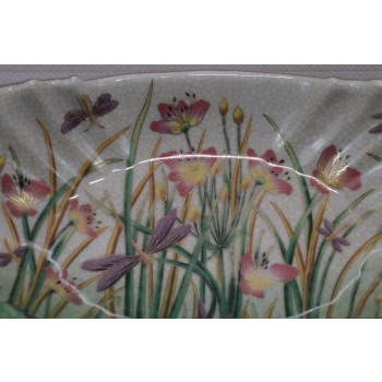 Porcelanowa Mini Patera - Mydelniczka - Porcelana + Brąz - Ważki