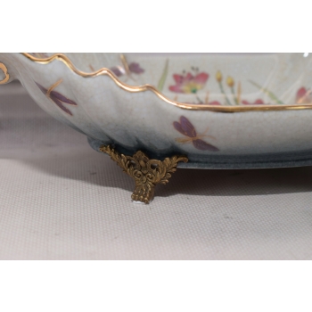 Porcelanowa Mini Patera - Mydelniczka - Porcelana + Brąz - Ważki