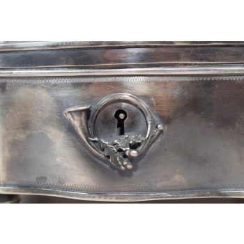 Srebrna Myśliwska Cukiernica - Pies z Kaczka - Carska Rosja 84 Srebro