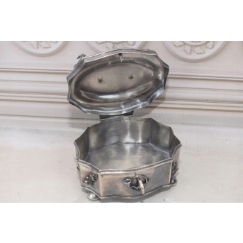 Srebrna Myśliwska Cukiernica - Pies z Kaczka - Carska Rosja 84 Srebro