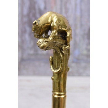 Laska Spacerowa z Brązu - Tygrys Pantera - Solidna - Prezent