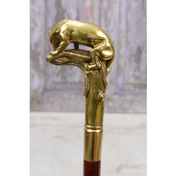 Laska Spacerowa z Brązu - Tygrys Pantera - Solidna - Prezent