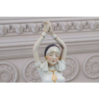 Porcelanowa Młoda Tancerka - Granatowa Suknia - Figura Porcelana - Prezent