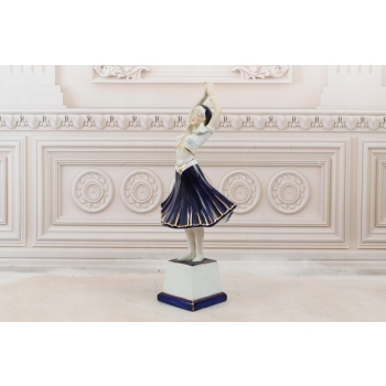 Porcelanowa Młoda Tancerka - Granatowa Suknia - Figura Porcelana - Prezent