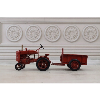 Metalowy Traktor z Przyczepą - Model Kolekcjonerski - Prezent Vintage