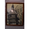 Wiktor Zin 1973 - Kościół - Pastel za Szkłem - Polski Stary Obraz Olejny