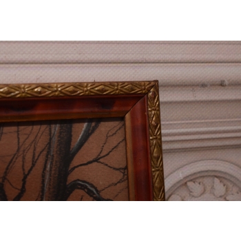 Wiktor Zin - Kapliczka - Pastel za Szkłem - Polski Stary Obraz Olejny