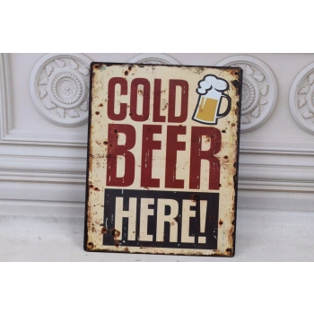 BLASZANY SZYLD - Cold Beer Here - Zimne Piwo - Zawieszka Do Baru Pub