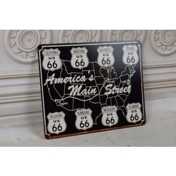 BLASZANY SZYLD - Main Street - Rout 66 - Ameryka - Zawieszka Metalowa