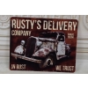 BLASZANY SZYLD - Rusty's Delivery Company 1934 - Zawieszka Metalowa