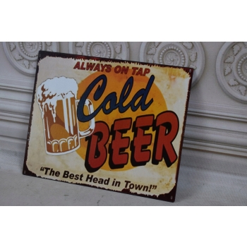 BLASZANY SZYLD - Cold Beer - Zimne Piwo Alkohol - Zawieszka Do Baru
