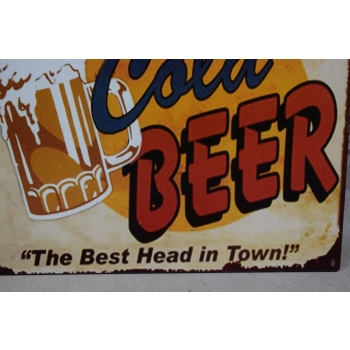BLASZANY SZYLD - Cold Beer - Zimne Piwo Alkohol - Zawieszka Do Baru