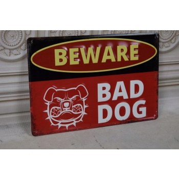 BLASZANY SZYLD - Bad Dog - Uwaga Zły Pies - Zawieszka Na Bramę Ogrodzenie