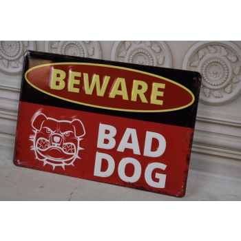 BLASZANY SZYLD - Bad Dog - Uwaga Zły Pies - Zawieszka Na Bramę Ogrodzenie