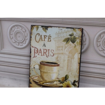 BLASZANY SZYLD - Cafe a Paris - Kawa w Paryżu - Zawieszka Do Restauracji