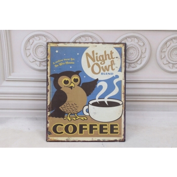 BLASZANY SZYLD - Night Owl Coffee - Nocna Kawa - Ozdoba Prezent