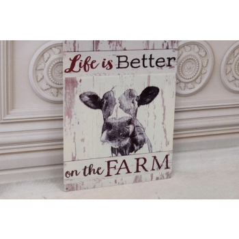 BLASZANY SZYLD - Life is better on the Farm Zycie Na Wsi Tabliczka Prezent
