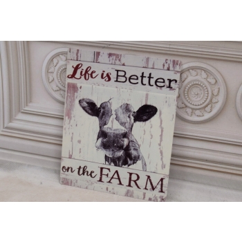 BLASZANY SZYLD - Life is better on the Farm Zycie Na Wsi Tabliczka Prezent