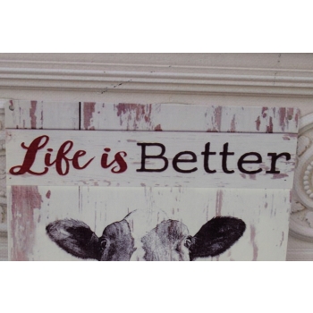 BLASZANY SZYLD - Life is better on the Farm Zycie Na Wsi Tabliczka Prezent