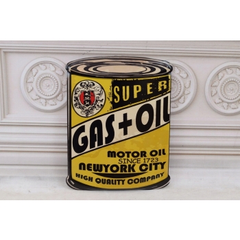 BLASZANY SZYLD - SUPER GAS OIL - PUSZKA - OLEJ MOTOR