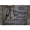 BLASZANY SZYLD - Home Love Momories Friends - Tabliczka Plakat Ozdoba