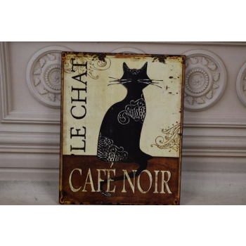 BLASZANY SZYLD - Le Chat Cafe Noir - Paryż Plakat Obrazek Zawieszka